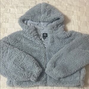 BDG blue faux fur cropped jacket